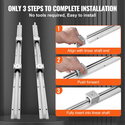 SBR20-C 1200L - 47.2" Steel Linear Guide Rail Set for CNC & DIY Projects