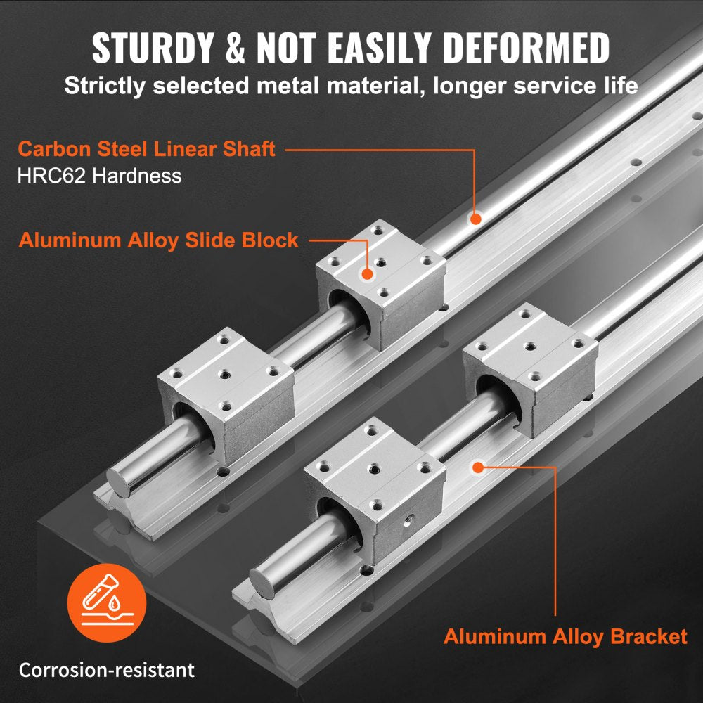 SBR20-C 800L - High-Precision Linear Guide Rail Set, 31.5 in Long