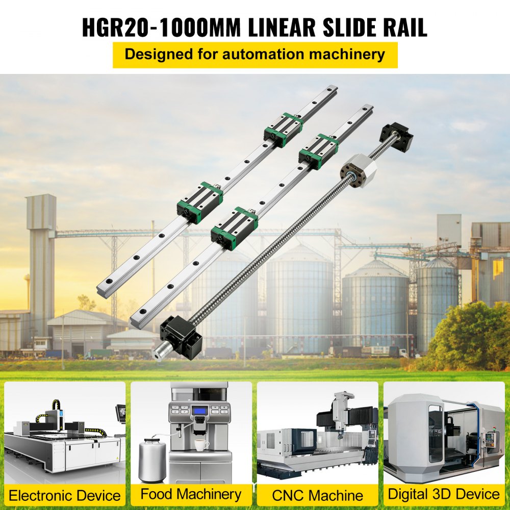 010531549953 - 1000mm Steel Linear Guide Rail Set with Blocks & Screw Kit