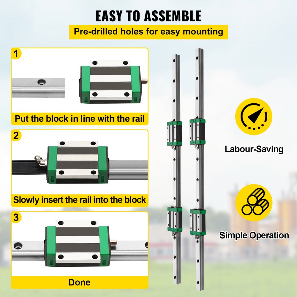 010245428333 - 700mm HGR20 Linear Guide Rail Set with 4 Blocks