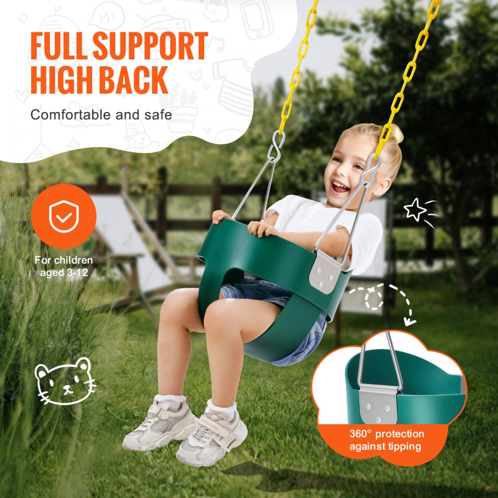 TL18B-12 - High Back Toddler Swing Seat for Safe Indoor/Outdoor Play