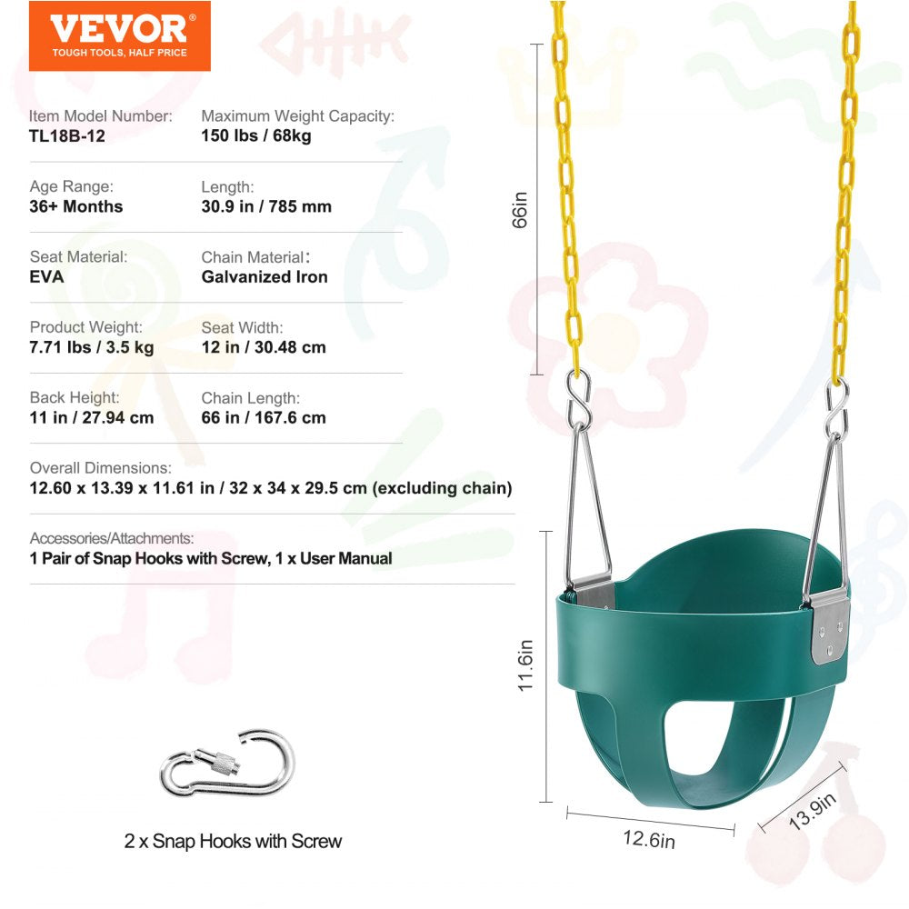 TL18B-12 - High Back Toddler Swing Seat for Safe Indoor/Outdoor Play