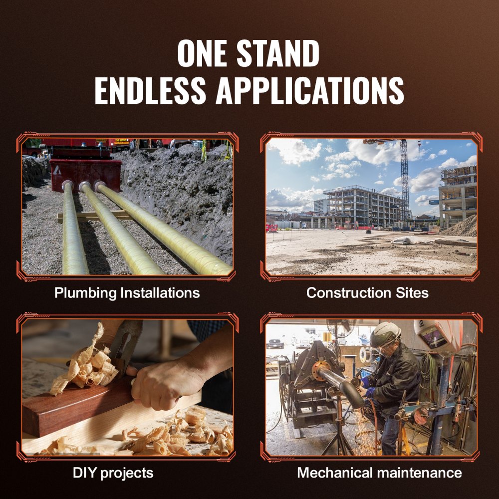 1108A - Heavy-Duty Pipe Stand, 27.2" x 52", 2500 lbs Support