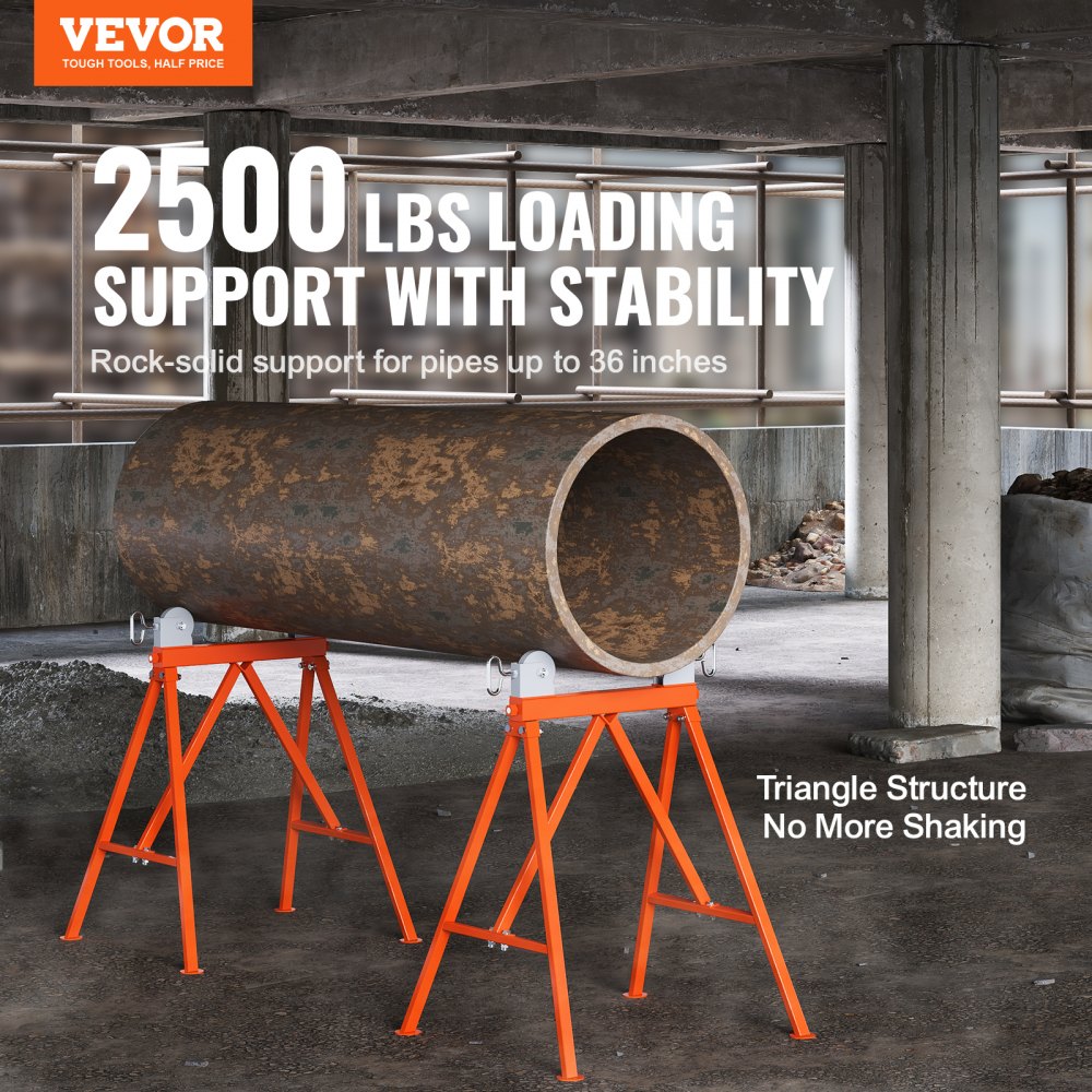 1110A - Durable Pipe Stand for 2-36" Pipes, 2500 lbs Load Capacity