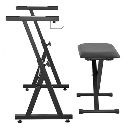 AKS-Z1-AKT-1200E - Heavy-Duty Piano Stand & Adjustable Bench Set, 250 lbs Support