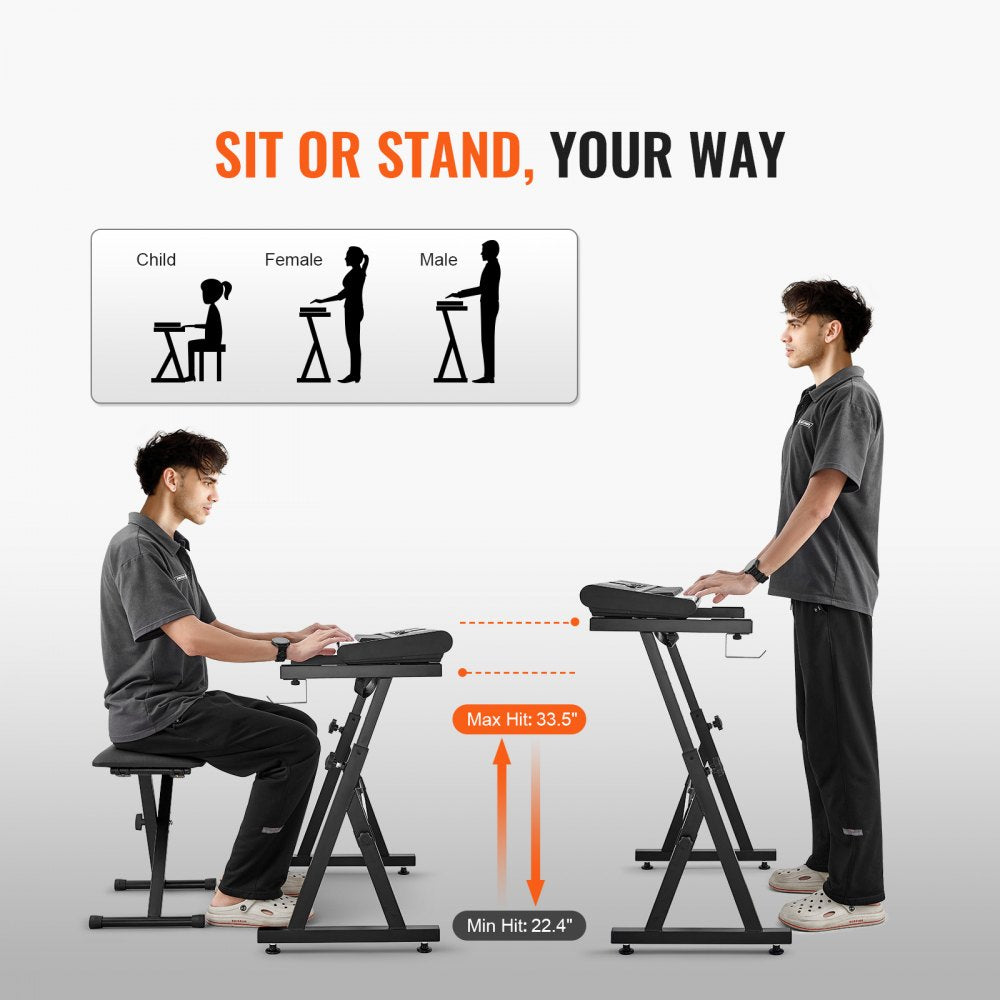 AKS-Z1 - Heavy-Duty Z Style Keyboard Stand for 54-88 Key Instruments