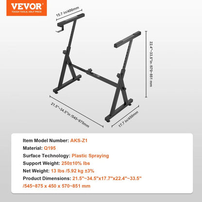 AKS-Z1 - Heavy-Duty Z Style Keyboard Stand for 54-88 Key Instruments