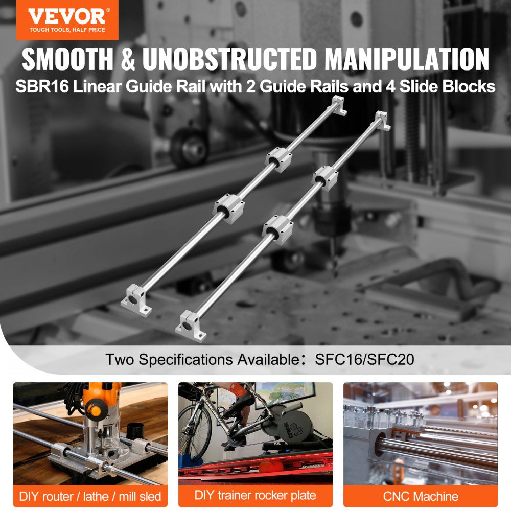 SFC16-1000L - Durable Aluminum Linear Guide Rail Set with Smooth Ball Bearings