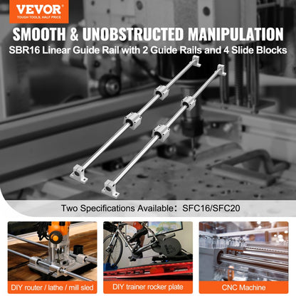 SFC16-1000L - Durable Aluminum Linear Guide Rail Set with Smooth Ball Bearings