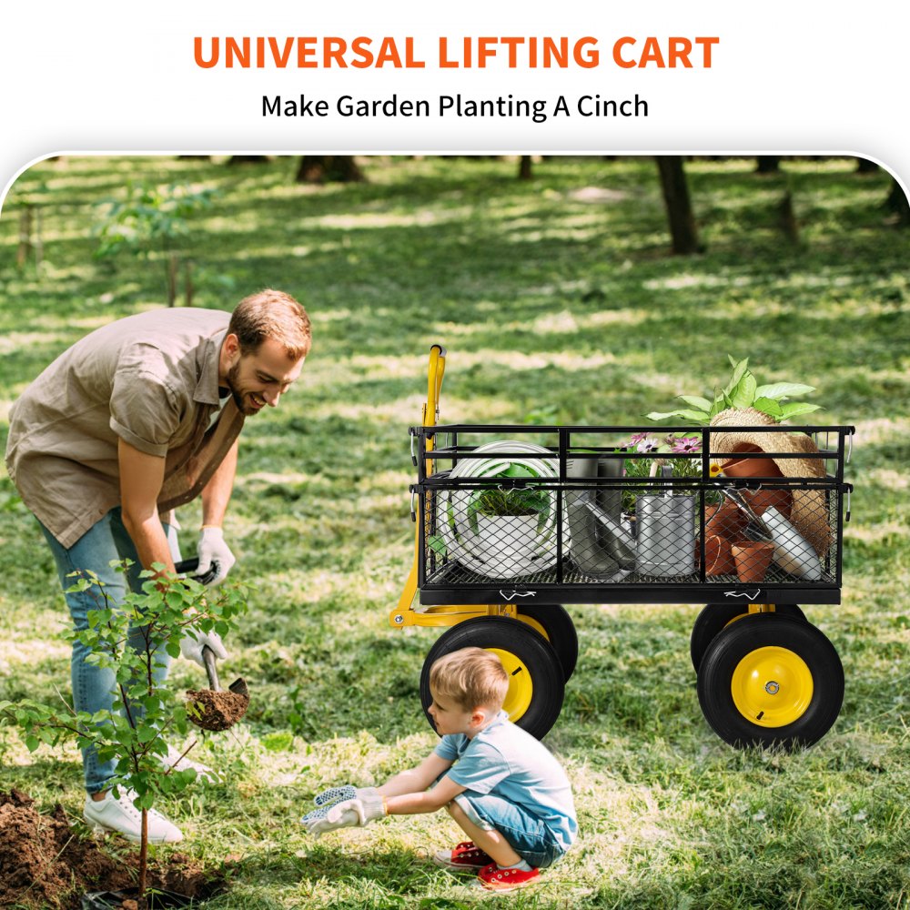 VV-HYTC-1400 - 44" Heavy-Duty Steel Garden Cart for 1400 lbs Capacity