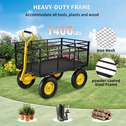 VV-HYTC-1400 - 44" Heavy-Duty Steel Garden Cart for 1400 lbs Capacity
