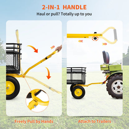 VV-HYTC-1400 - 44" Heavy-Duty Steel Garden Cart for 1400 lbs Capacity