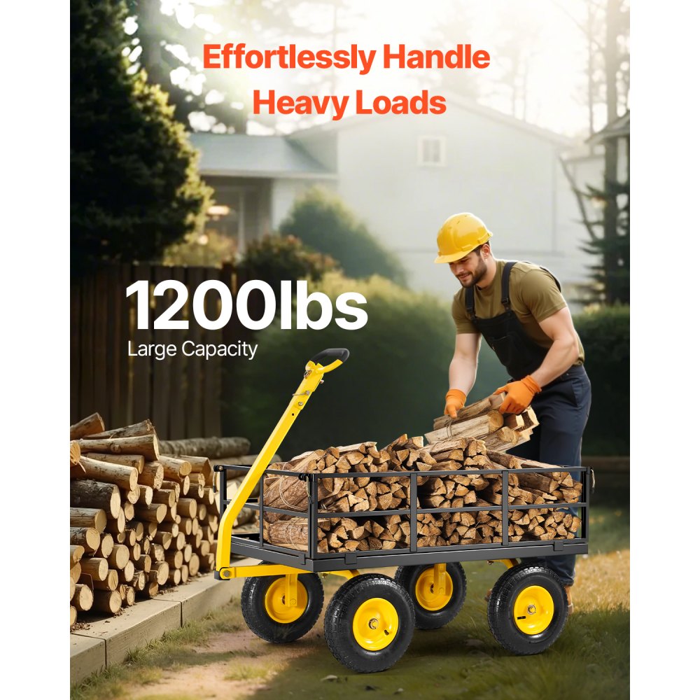 V1200 - 1200-lb Heavy-Duty Garden Cart with 2-in-1 Design and 13in Tires