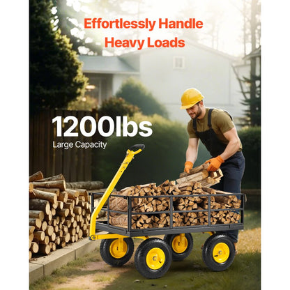 V1200 - 1200-lb Heavy-Duty Garden Cart with 2-in-1 Design and 13in Tires