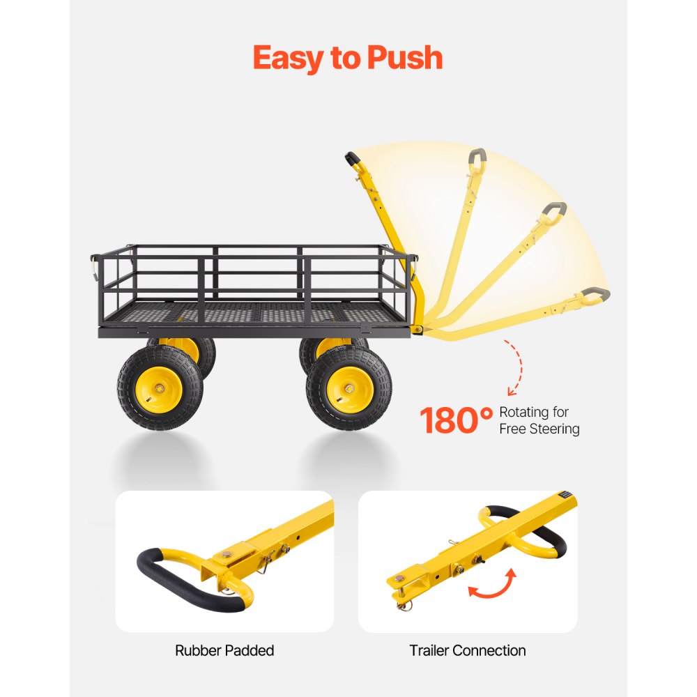 V1200 - 1200-lb Heavy-Duty Garden Cart with 2-in-1 Design and 13in Tires
