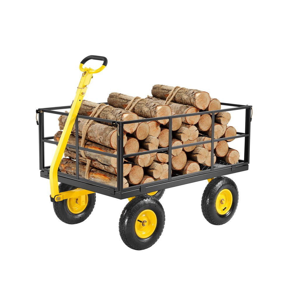 V1400 - Heavy-Duty 1400 lb Steel Garden Cart with 13" Tires and Multi-Function Design