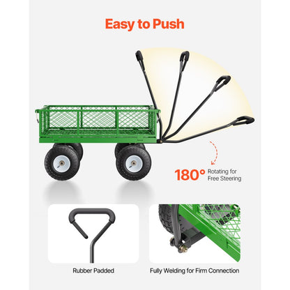 V680 - 680 lb Heavy-Duty Q235 Steel Garden Cart with 10-in Wheels