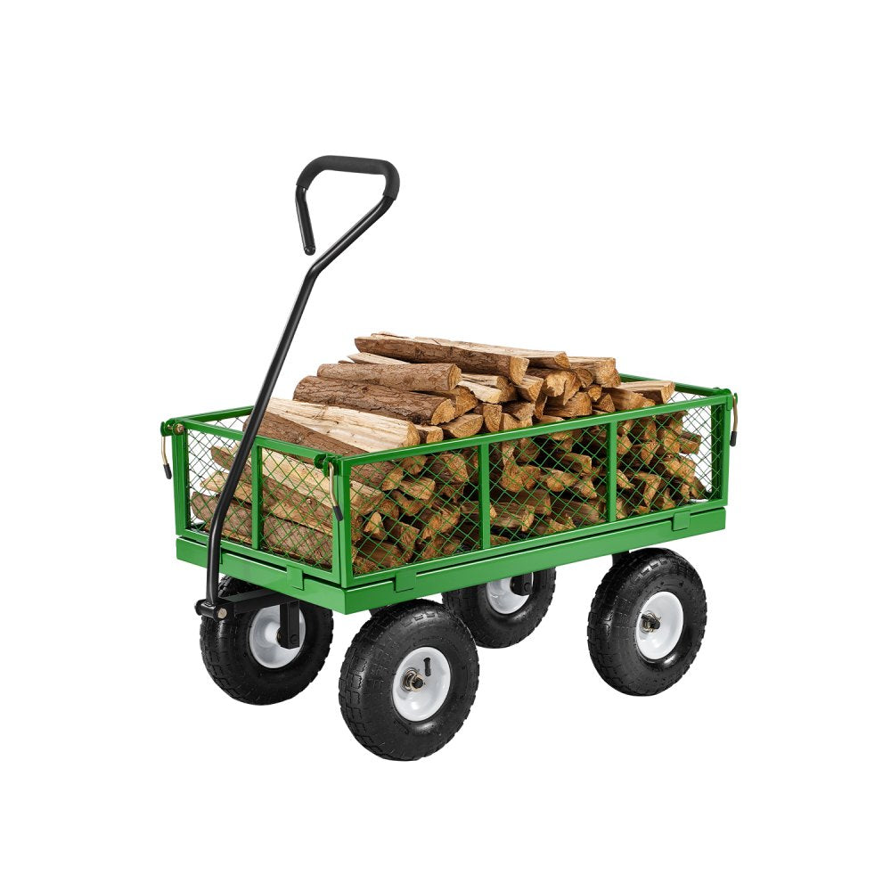 V680 - 680 lb Heavy-Duty Q235 Steel Garden Cart with 10-in Wheels