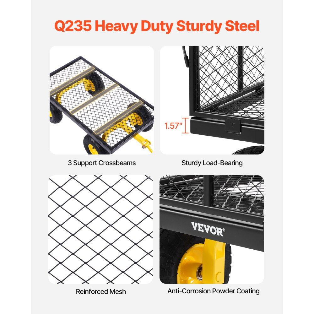 V900 - 900 lbs Q235 Steel 2-in-1 Garden Cart with Rubber Tires