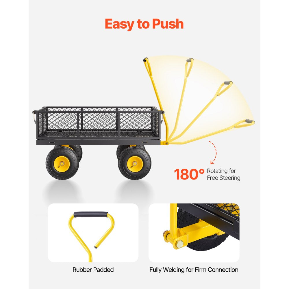 V900 - 900 lbs Q235 Steel 2-in-1 Garden Cart with Rubber Tires