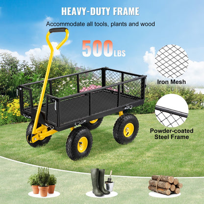 VV-HYTC-500 - Heavy-Duty Steel Garden Cart, 500 lbs Capacity, Flatbed Versatile Design