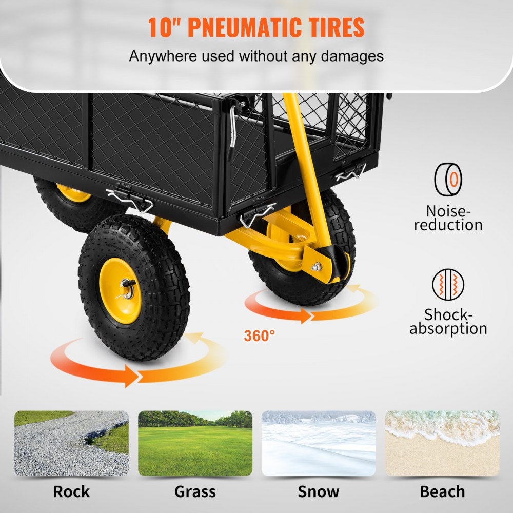 VV-HYTC-500 - Heavy-Duty Steel Garden Cart, 500 lbs Capacity, Flatbed Versatile Design