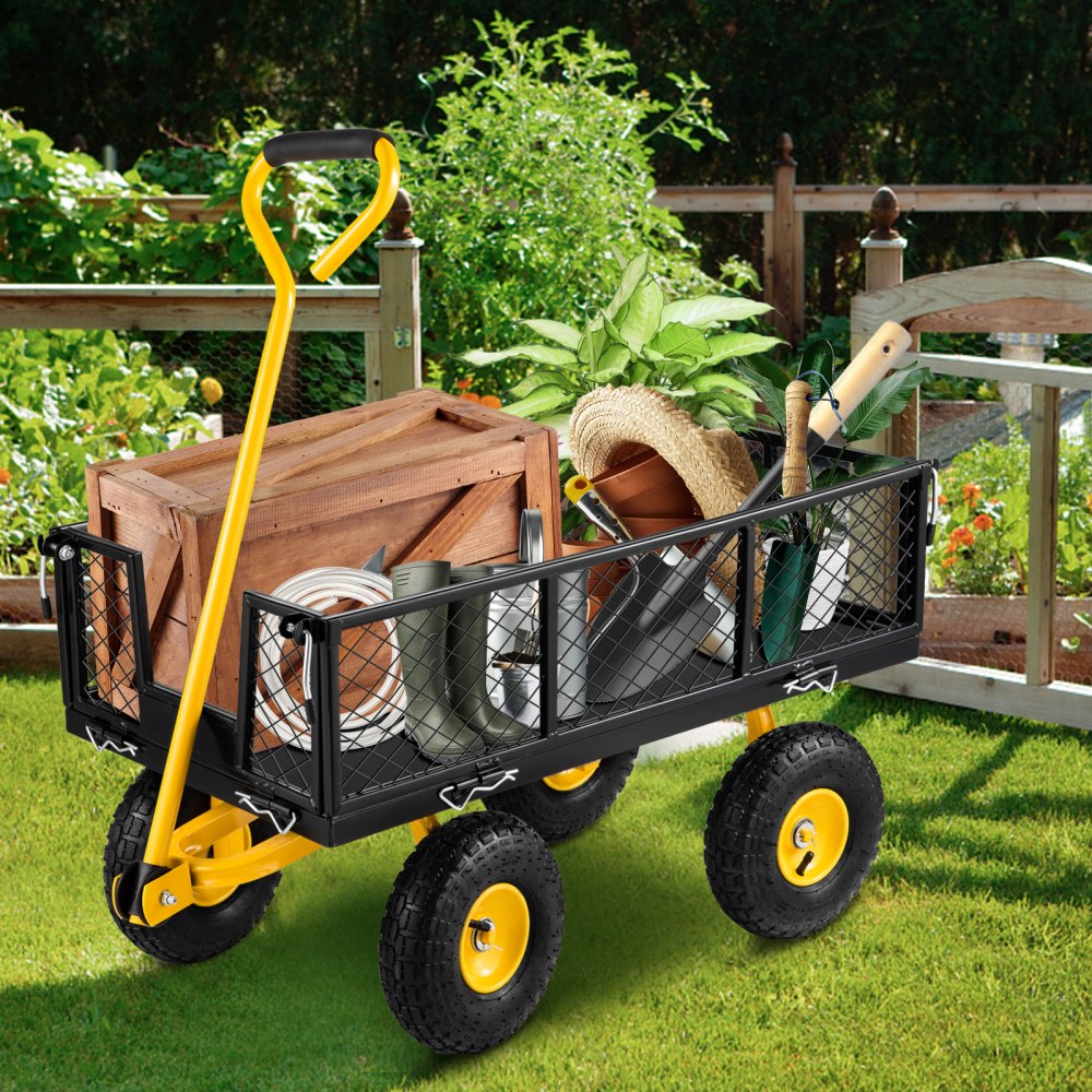 VV-HYTC-500 - Heavy-Duty Steel Garden Cart, 500 lbs Capacity, Flatbed Versatile Design
