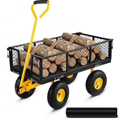 VV-HYTC-500 - Heavy-Duty Steel Garden Cart, 500 lbs Capacity, Flatbed Versatile Design