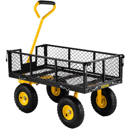 VV-HYTC-500 - Heavy-Duty Steel Garden Cart, 500 lbs Capacity, Flatbed Versatile Design