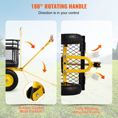 VV-HYTC-900 - Heavy-Duty 900 lbs Steel Garden Cart with Removable Mesh Sides