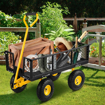 VV-HYTC-900 - Heavy-Duty 900 lbs Steel Garden Cart with Removable Mesh Sides