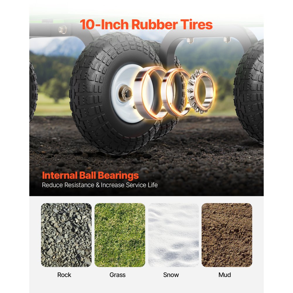 V900G - 900 lbs Q235 Steel 2-in-1 Garden Cart with 10-in Tires