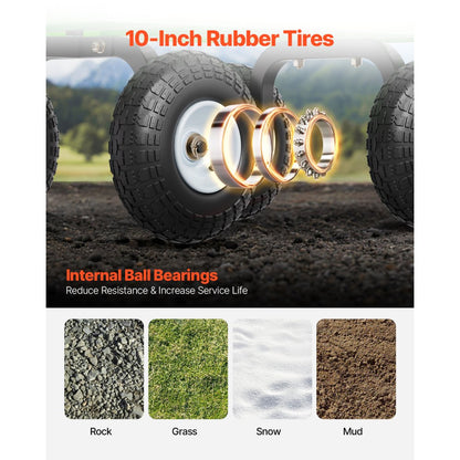 V900G - 900 lbs Q235 Steel 2-in-1 Garden Cart with 10-in Tires