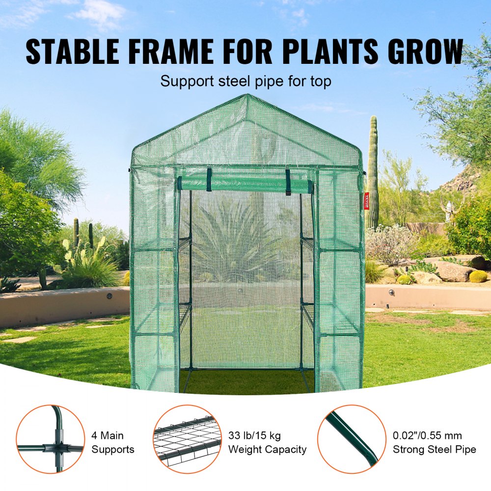 010392624783 - Portable 4.6x2.4x6.7 ft Greenhouse with Steel Frame and PE Cover