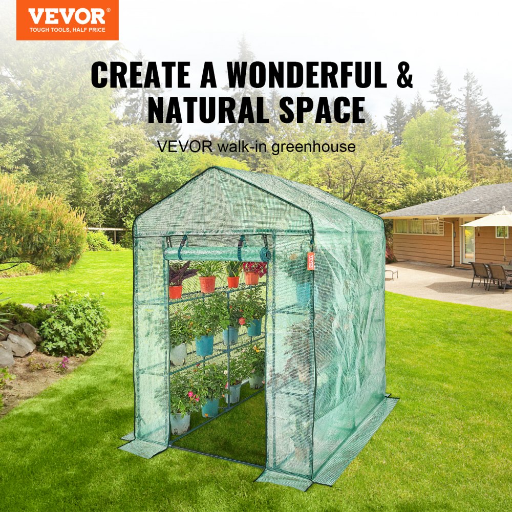 010811012658 - Durable 4.6x4.6ft VEVOR Walk-In Greenhouse with Weather-Resistant Cover