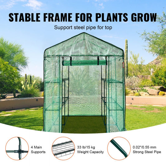 010811012658 - Durable 4.6x4.6ft VEVOR Walk-In Greenhouse with Weather-Resistant Cover