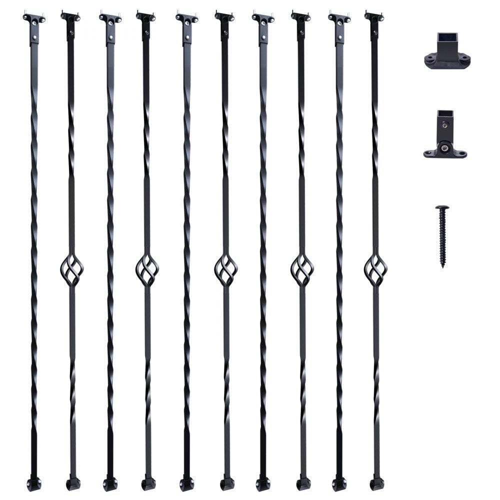 ZX-LX43.8in-10 - 44'' Matte Black Spiral Metal Balusters for Stairs & Decks