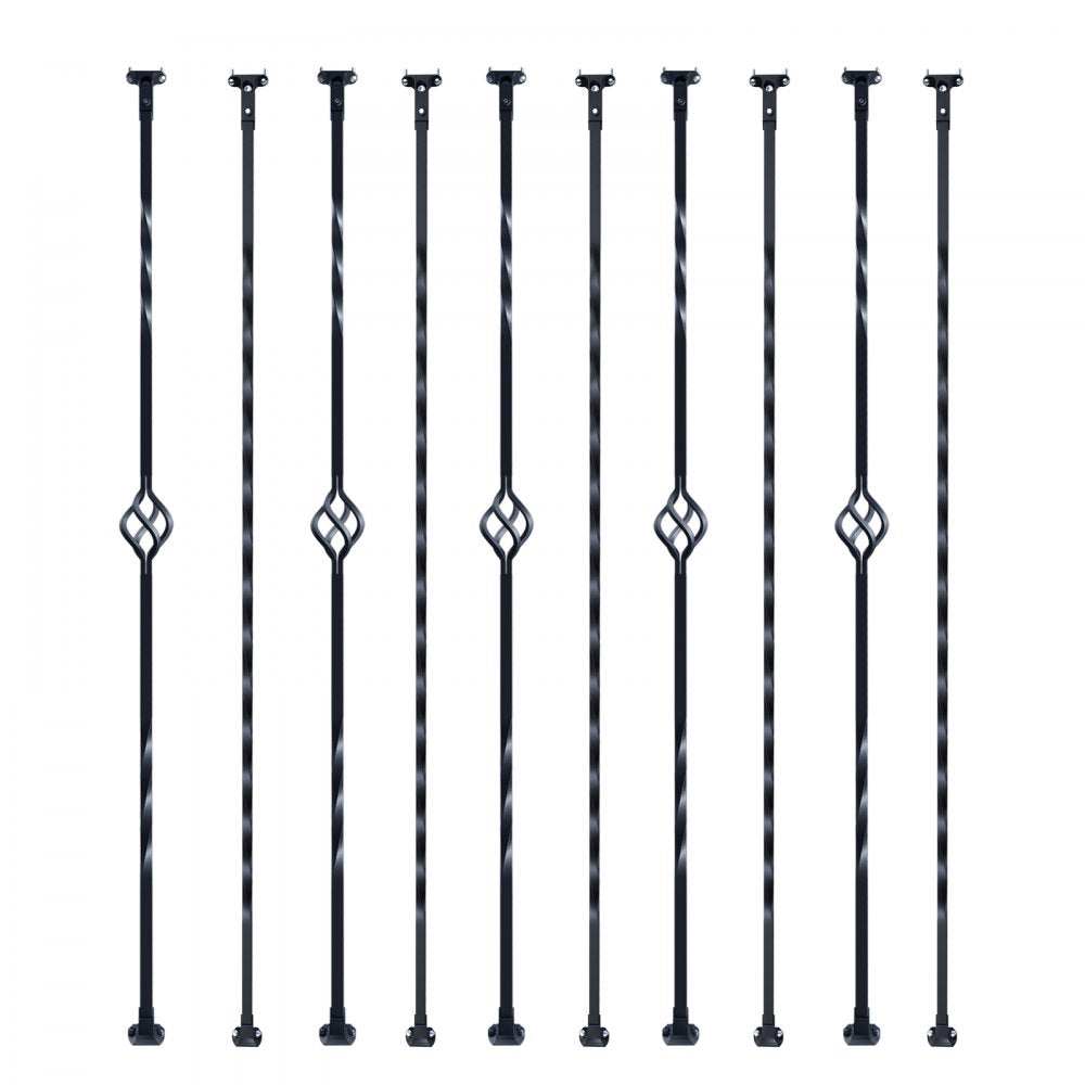 ZX-LX43.8in-10 - 44'' Matte Black Spiral Metal Balusters for Stairs & Decks