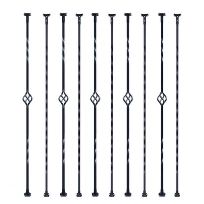 ZX-LX43.8in-10 - 44'' Matte Black Spiral Metal Balusters for Stairs & Decks