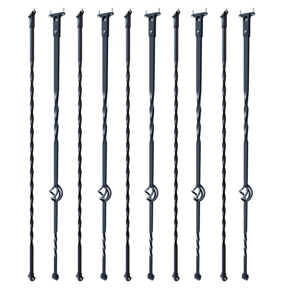 ZX-LX43.8in-10 - 44'' Matte Black Spiral Metal Balusters for Stairs & Decks