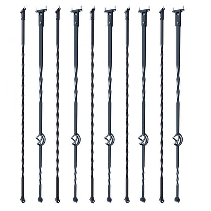 ZX-LX43.8in-10 - 44'' Matte Black Spiral Metal Balusters for Stairs & Decks