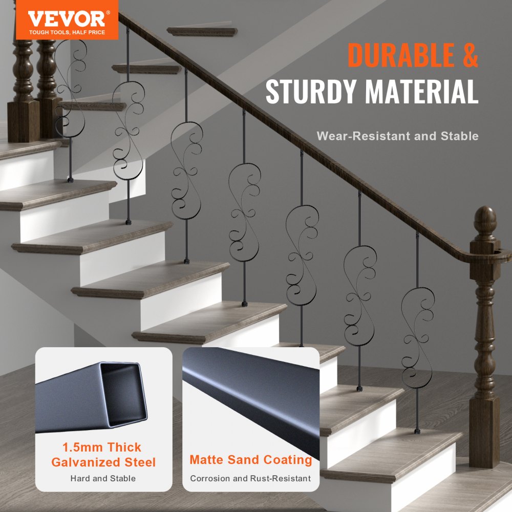 ZX-S44in-5 - Durable 44in Galvanized Steel Staircase Balusters with Matte Finish