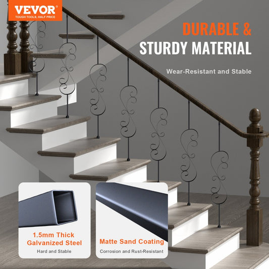 ZX-S44in-5 - Durable 44in Galvanized Steel Staircase Balusters with Matte Finish