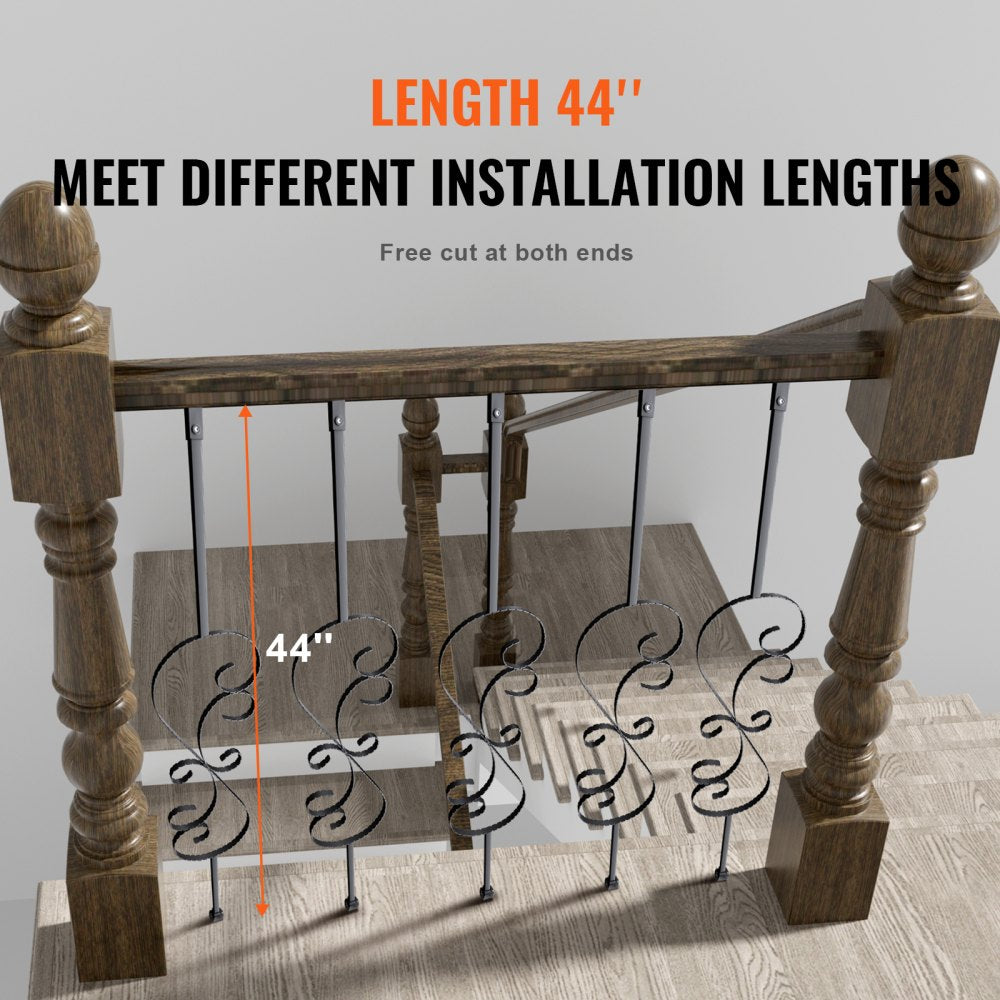 ZX-S44in-5 - Durable 44in Galvanized Steel Staircase Balusters with Matte Finish