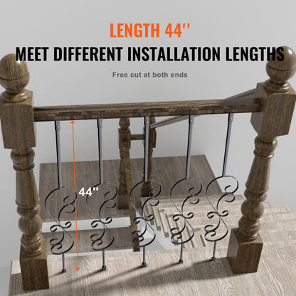 ZX-S44in-5 - Durable 44in Galvanized Steel Staircase Balusters with Matte Finish