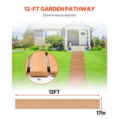 PW-S12 - 12ft Cedar Garden Pathway with Non-Slip Design