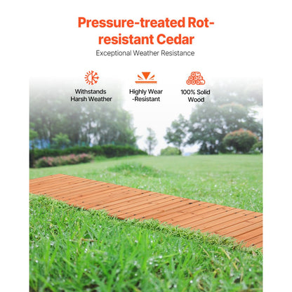 PW-S12 - 12ft Cedar Garden Pathway with Non-Slip Design