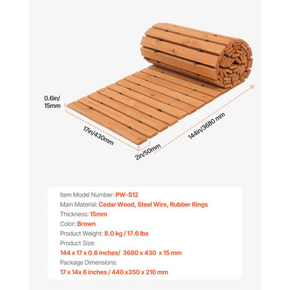 PW-S12 - 12ft Cedar Garden Pathway with Non-Slip Design