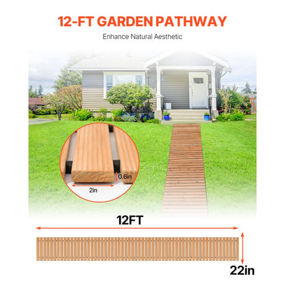 PW-S12B - 144x22'' Cedar Garden Pathway - Non-slip & Easy to Clean