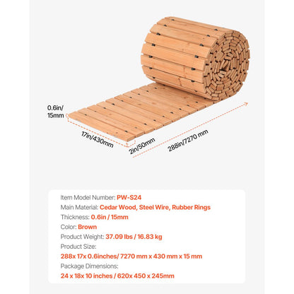 PW-S24 - 288x17 in Non-Slip Cedar Garden Pathway Walkway